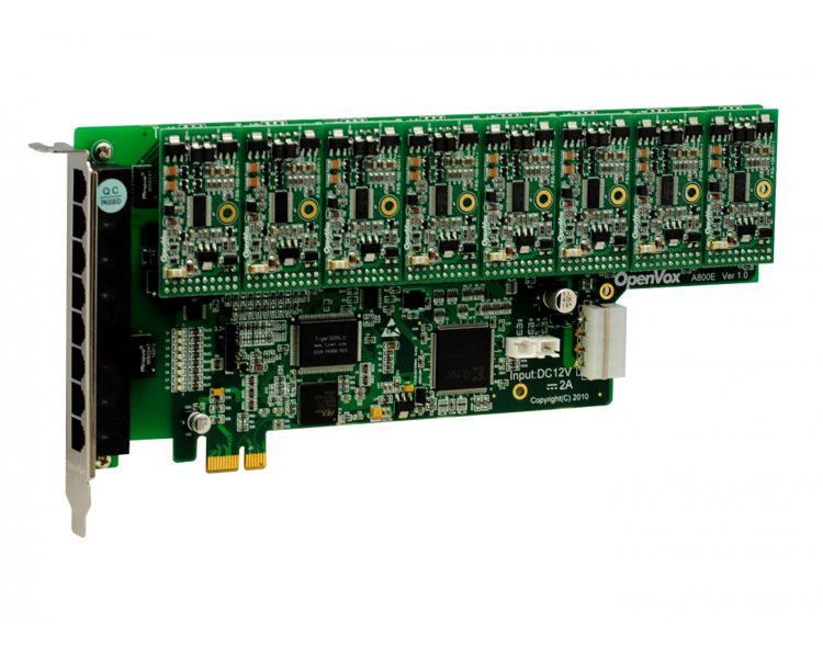 OpenVox A800E80 8 Port Analog PCI Express card + 8 FXS modules