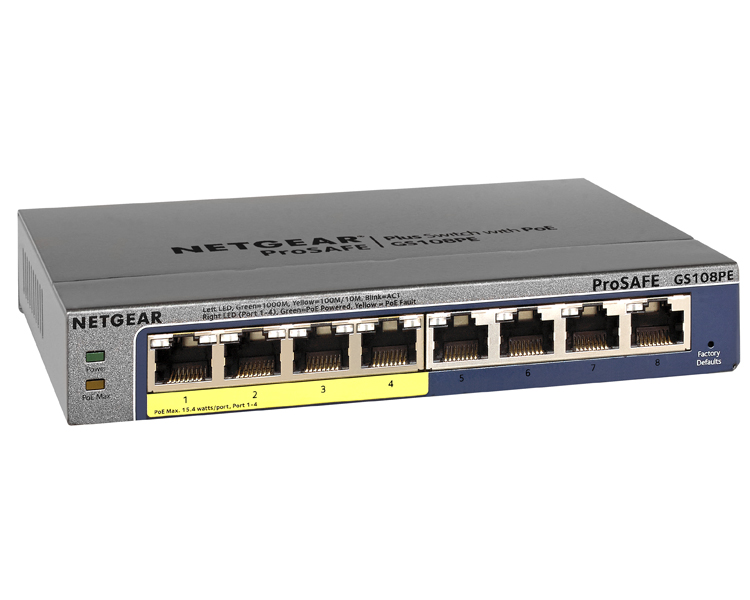 Netgear ProSafe 8 Port Smart Managed Plus Gigabit Desktop Switch With 4 Ports of PoE