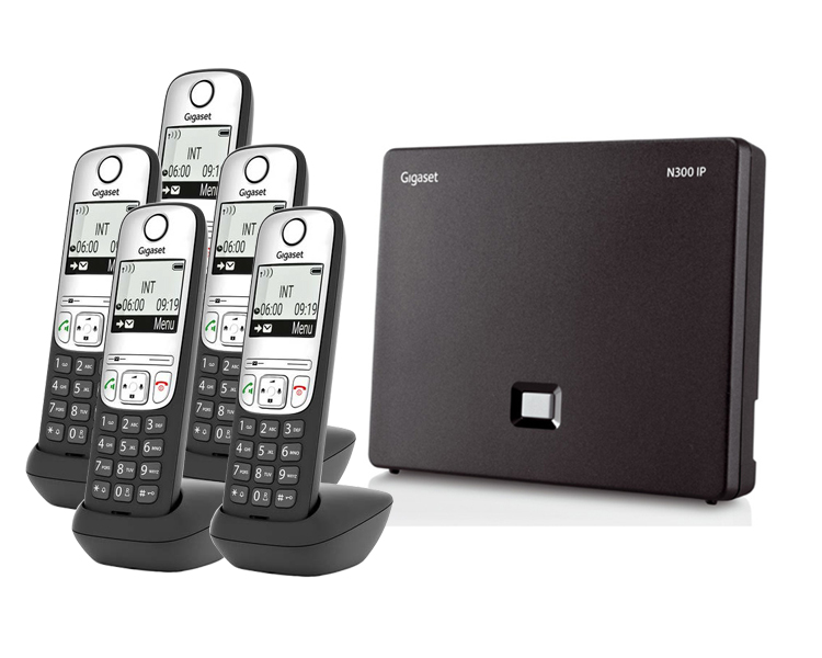 Gigaset N300IP Base Station and Gigaset A690HX DECT Phone Bundle - Five Handsets