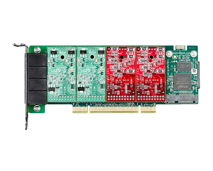 Digium 1A4A03F 4 port modular analog PCI 3.3/5.0V card with 4 FXO interfaces and HW Echo Can