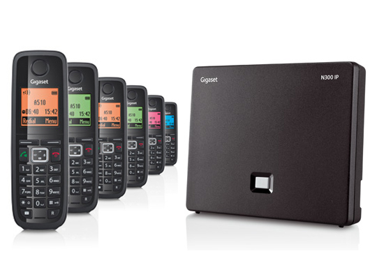 Gigaset N300 IP DECT Base Station & Gigaset A510H Cordless DECT Phone - Six Handsets Bundle