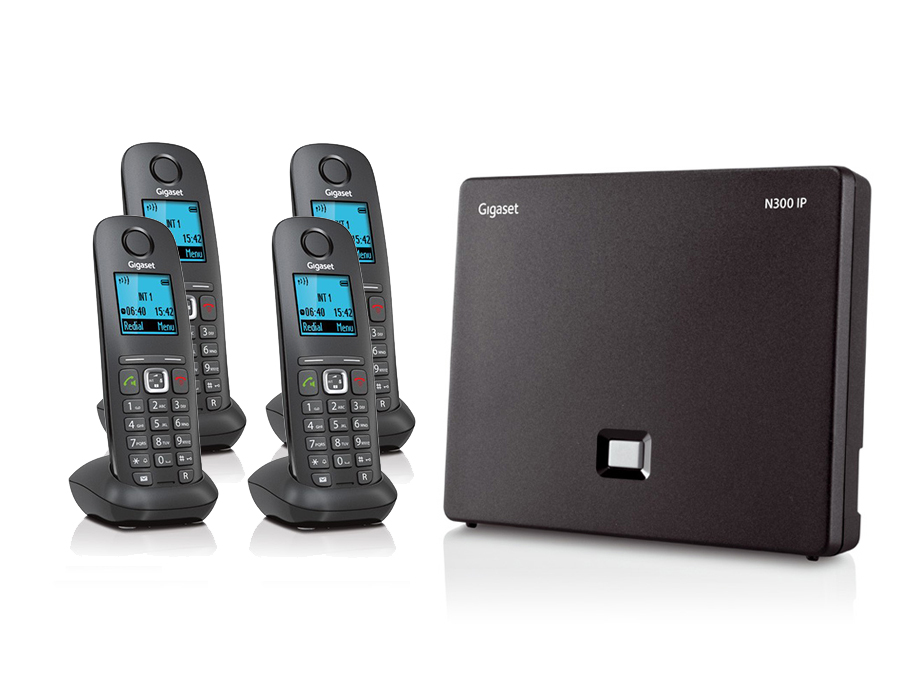 Gigaset N300IP Base Station and Gigaset A540H DECT Phone Bundle - Four Handsets