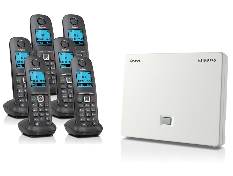 Gigaset N510IP Base Station and Gigaset A540H DECT Phone Bundle - Six Handsets