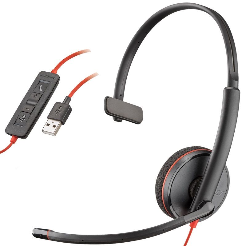 Poly 3200 Series Blackwire C3210 On-Ear Wired Headset